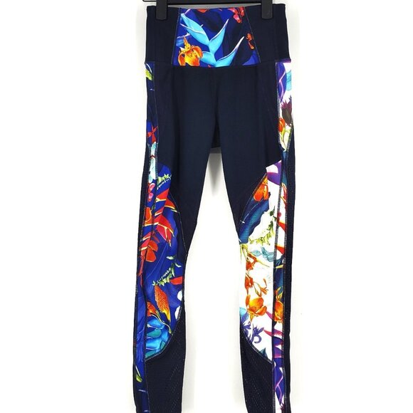 Athleta Tropical Precision High Rise Floral Print Navy Leggings XXS - Picture 2 of 12